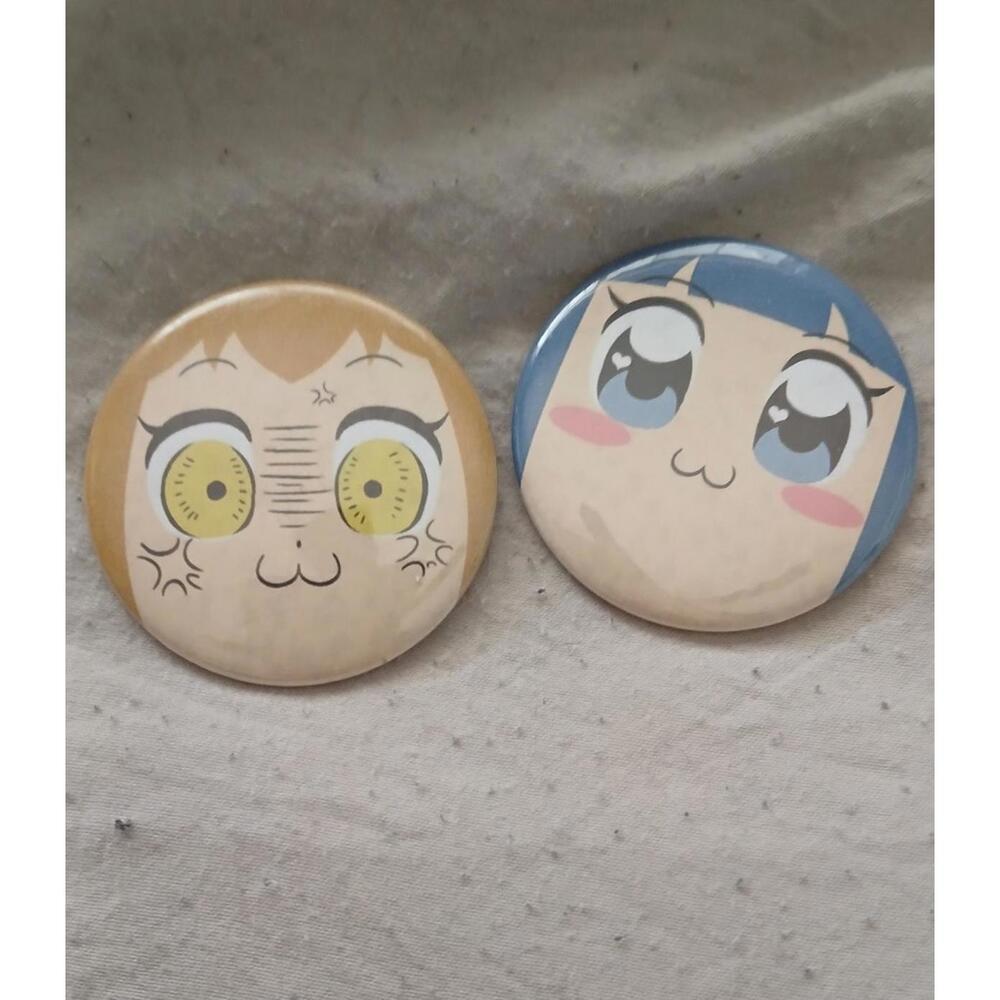 Pop Team Epic Puni Puni Can Badge Pipimi Popuko set